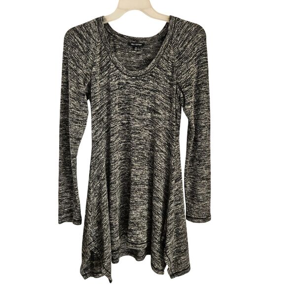Max Edition Tunic Top Womens Medium Gray Varigated Handkerchief Hem - Picture 1 of 6